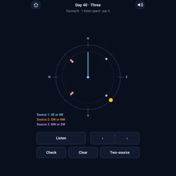 Bearing — Rotate, listen, triangulate the hidden sources